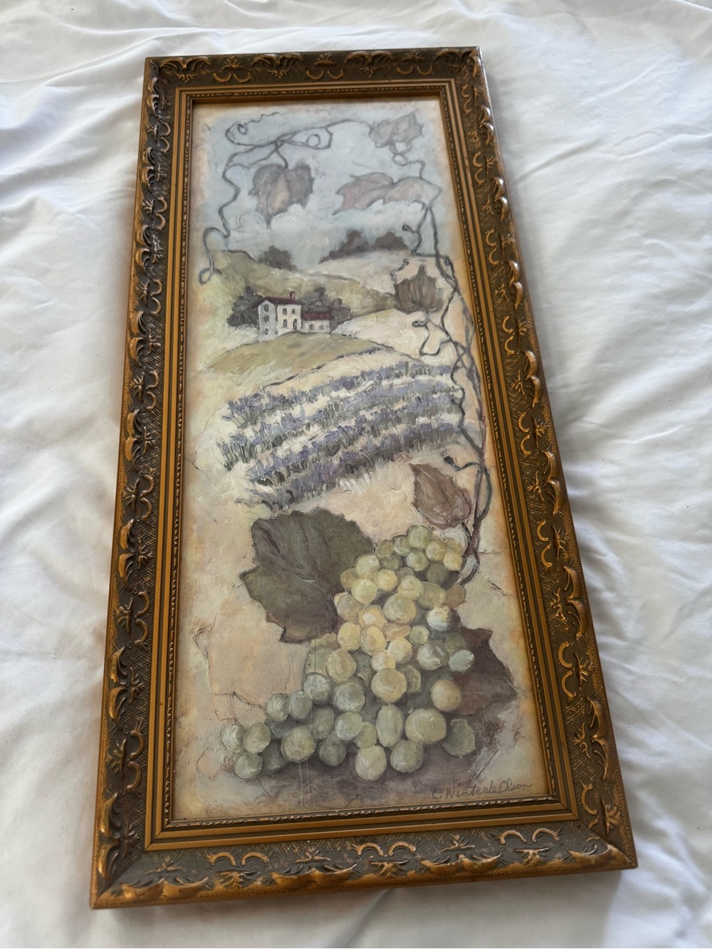 Framed Vineyard Wall Art in Beige and Green by C. Winterle Olson